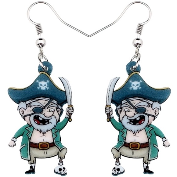 Pirate Skull Acrylic Earrings - Picture 4 of 9